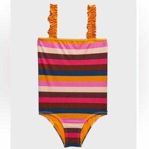 Zimmermann Girl's Ginger Frilled Striped One-Piece Swimsuit